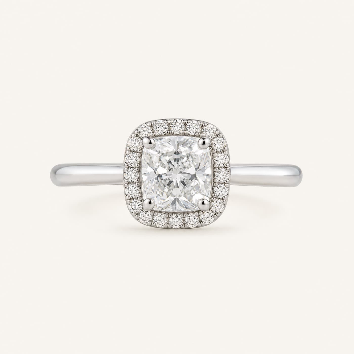 Cushion Halo 0.50 ct Centre — Lab-grown