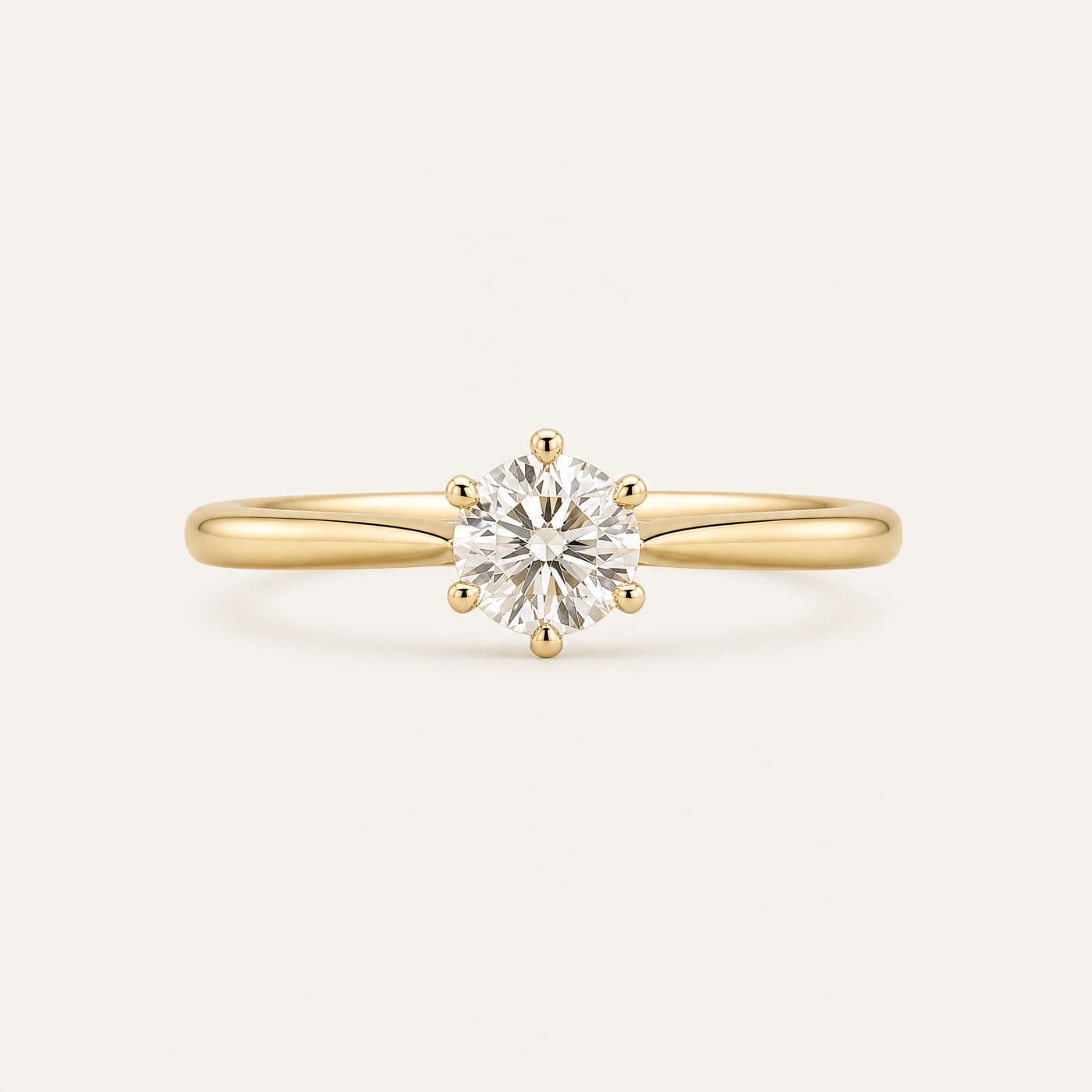 Classic Six-Claw Solitaire 0.50 ct — Lab-grown — 18ct gold six-claw solitaire, photographed from the same frame as its counterpart
